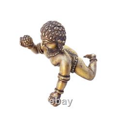 Vintage Old Antique Brass Rare Big Laddu Gopal God Baby Krishna Statue / Figure