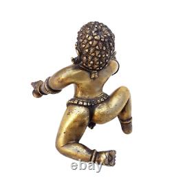 Vintage Old Antique Brass Rare Big Laddu Gopal God Baby Krishna Statue / Figure