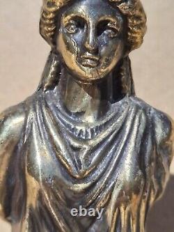 Vintage Old Antique Brass effect Statue Greek Goddess marble katyaptie 10tall