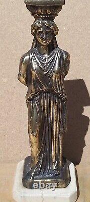 Vintage Old Antique Brass effect Statue Greek Goddess marble katyaptie 10tall