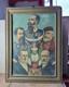 Vintage Old Antique Five Italian General Litho. Paper Print With Wooden Frame