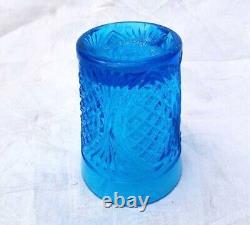 Vintage Old Antique Handcrafted Beautiful Design Blue Glass Milk / Water Glass