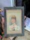 Vintage Old Antique Majesty Queen Mary Litho. Paper Print With Wooden Frame