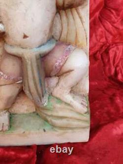 Vintage Old Antique Marble Stone Hand Carved Monkey God Hanuman Figure / Statue