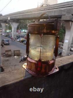 Vintage Old Antique Marine Ship Copper Maritime Electric Lamp White Glass Navgat