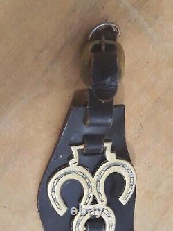 Vintage Old Antique Original Real Horse Wearing Brasses Leather Straps 21