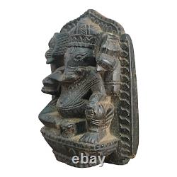 Vintage Old Antique Rare Black Stone Fine Hand Carved God Ganesh Figure / Statue