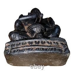 Vintage Old Antique Rare Black Stone Fine Hand Carved God Ganesh Figure / Statue