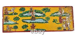 Vintage Old Antique Rare Navagraha 9 God Planets Painting on Wooden Panel Frame