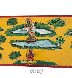 Vintage Old Antique Rare Navagraha 9 God Planets Painting on Wooden Panel Frame