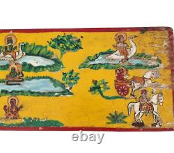 Vintage Old Antique Rare Navagraha 9 God Planets Painting on Wooden Panel Frame