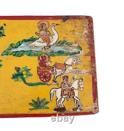 Vintage Old Antique Rare Navagraha 9 God Planets Painting on Wooden Panel Frame