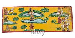 Vintage Old Antique Rare Navagraha 9 God Planets Painting on Wooden Panel Frame