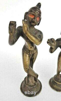 Vintage Old Antique Rare Radha Krishna Brass Hindu God & Goddess Figure / Statue