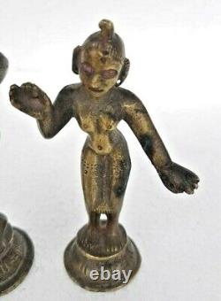 Vintage Old Antique Rare Radha Krishna Brass Hindu God & Goddess Figure / Statue