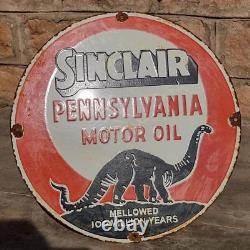 Vintage Old Antique Rare Sinclair Motor Oil Embossed Porcelain Enamel Sign Board