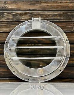 Vintage Old Antique Refurbish Solid Aluminum Round Porthole Window with Cage