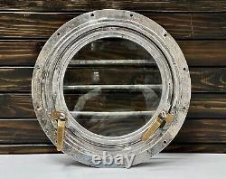 Vintage Old Antique Refurbish Solid Aluminum Round Porthole Window with Cage