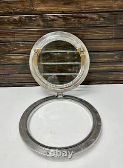 Vintage Old Antique Refurbish Solid Aluminum Round Porthole Window with Cage