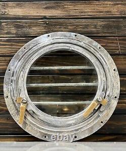 Vintage Old Antique Refurbish Solid Aluminum Round Porthole Window with Cage