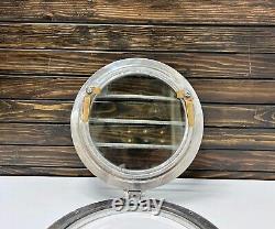 Vintage Old Antique Refurbish Solid Aluminum Round Porthole Window with Cage