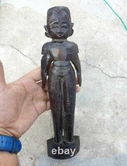 Vintage Old Antique Rose Wood Hand Made Rare Marapachi Bommai Doll figure Statue