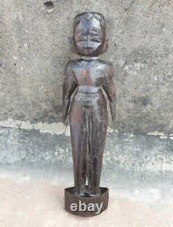 Vintage Old Antique Rose Wood Hand Made Rare Marapachi Bommai Doll figure Statue