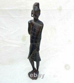 Vintage Old Antique Rosewood Fine Tribal Hand Carved Wooden Woman Figure Statue