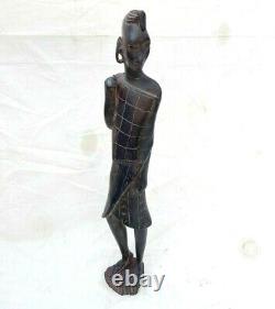 Vintage Old Antique Rosewood Fine Tribal Hand Carved Wooden Woman Figure Statue