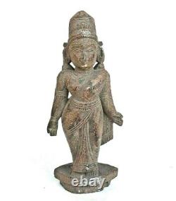 Vintage Old Antique Rosewood Hand Carved Wooden Goddess Laxmi Idol Figure Statue