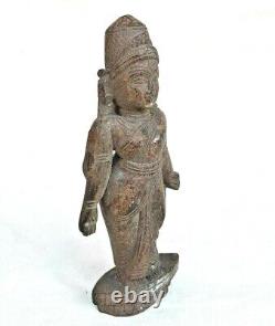 Vintage Old Antique Rosewood Hand Carved Wooden Goddess Laxmi Idol Figure Statue