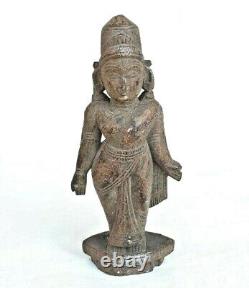 Vintage Old Antique Rosewood Hand Carved Wooden Goddess Laxmi Idol Figure Statue