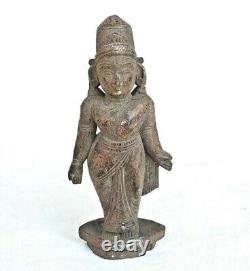 Vintage Old Antique Rosewood Hand Carved Wooden Goddess Laxmi Idol Figure Statue