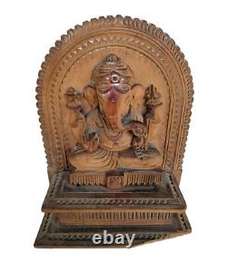 Vintage Old Antique Sandalwood Hand Carved Wooden God Ganesha Figure / Statue