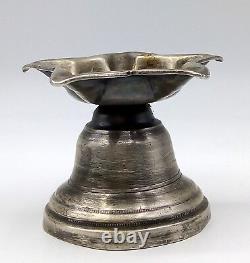 Vintage Old Antique Silver Oil Lamp Deepak For Home Temple Diya Collectible