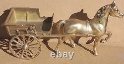 Vintage Old Antique Solid BRASS Horse jib carriage cart heavy large 15 long