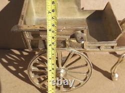 Vintage Old Antique Solid BRASS Horse jib carriage cart heavy large 15 long