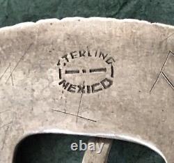 Vintage Old Antique Sterling Silver Mexico Western Cowboy Ranger Belt Buckle