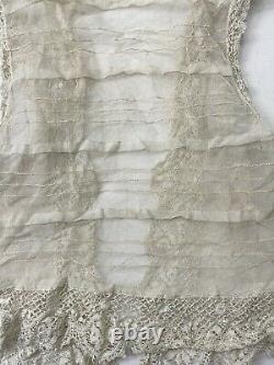 Vintage Old Antique Victorian England Top Vest Tea Stained Lace Fits XXXS