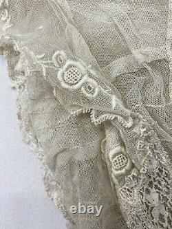 Vintage Old Antique Victorian England Top Vest Tea Stained Lace Fits XXXS