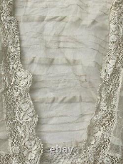 Vintage Old Antique Victorian England Top Vest Tea Stained Lace Fits XXXS