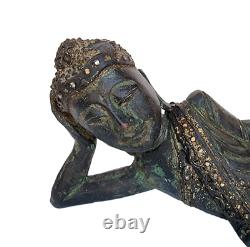 Vintage Old Antique Wooden Hand Carved Rare Sleeping Buddha Figure / Statue