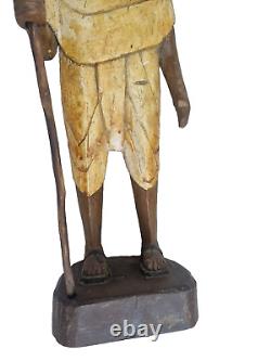 Vintage Old Antique Wooden Handcrafted lacquer Painted Mahatma Gandhi Statue