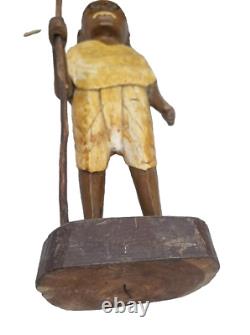 Vintage Old Antique Wooden Handcrafted lacquer Painted Mahatma Gandhi Statue