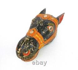 Vintage Old Antique Wooden Lacquer Painted Horse Face Wall Hanging Home Decor
