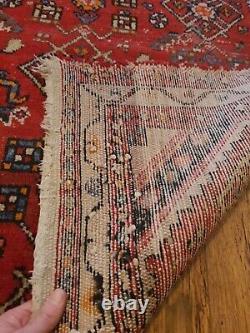 Vintage Old Antique Wool Rug On Red Ground 154cm X 106cm