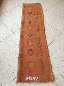 Vintage Old Carpet Moroccan Berber Rug Oriental, 6.9 x 3.7 ft