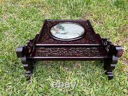 Vintage Old Chinese Wood Lacquerware Revolving Screen Double Pictures Landscape