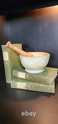 Vintage Old French Ironstone Mortar And Pestle Apothecary Bowl Pharmaceutical