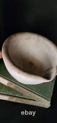 Vintage Old French Ironstone Mortar And Pestle Apothecary Bowl Pharmaceutical
